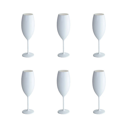 Weiße Champagnerflöten in 210 ml Acryl - Los 6 AULICA