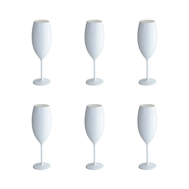 Weiße Champagnerflöten in 210 ml Acryl - Los 6 AULICA