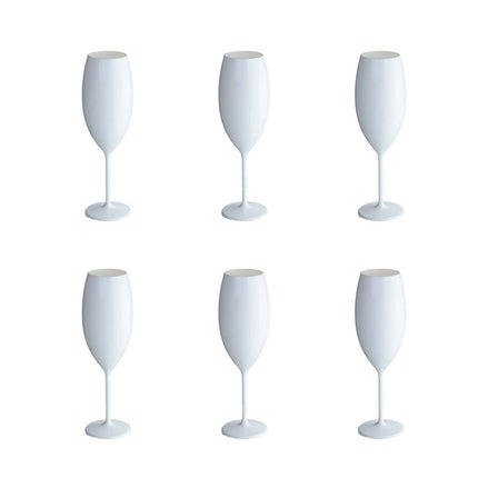 Weiße Champagnerflöten in 210 ml Acryl - Los 6 AULICA