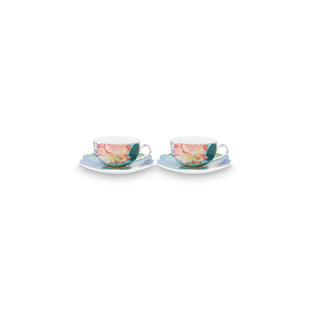 Set/2 Tea Cups & Saucers Royal Flowers - Pimis Living