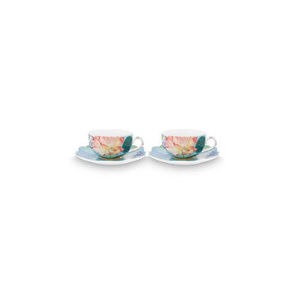 Set/2 Tea Cups & Saucers Royal Flowers - Pimis Living