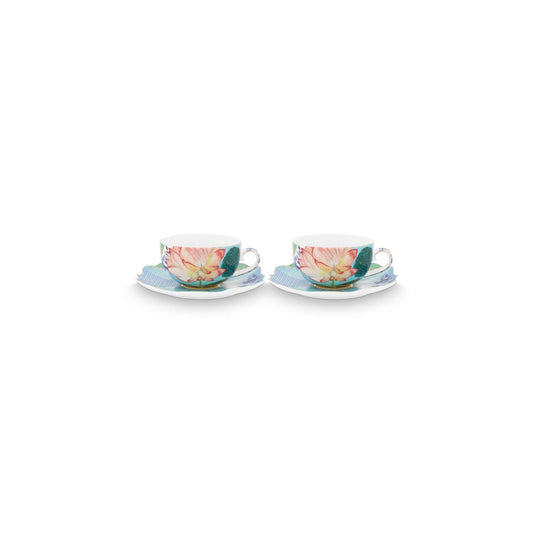 Set/2 Tea Cups & Saucers Royal Flowers - Pimis Living