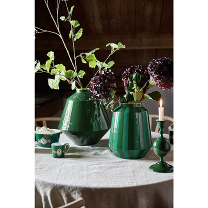 Vase Metal Stripes Green 24x29cm - Pimis Living