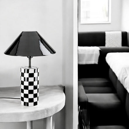 Tischleuchte zylindrisch Checkers, H.52 cm - Pimis living by Konceptpunkt