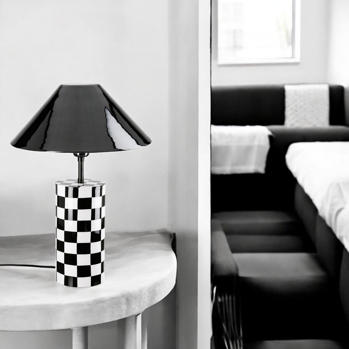 Tischleuchte zylindrisch Checkers, H.52 cm - Pimis living by Konceptpunkt