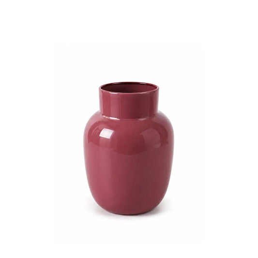 Burgunderfarbene Metallvase 17x17x26,5cm