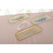 Vanille -Rechteckschale mit blauem Fisch 31.7x12.7x2,5 cm AULICA