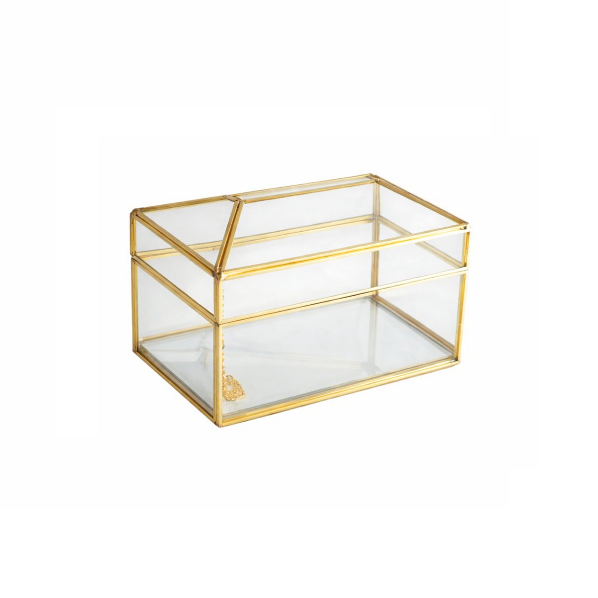 Transparente Quadrat -Taschentuch -Box Goldene Kante 23x13x13cm - Pimis Living