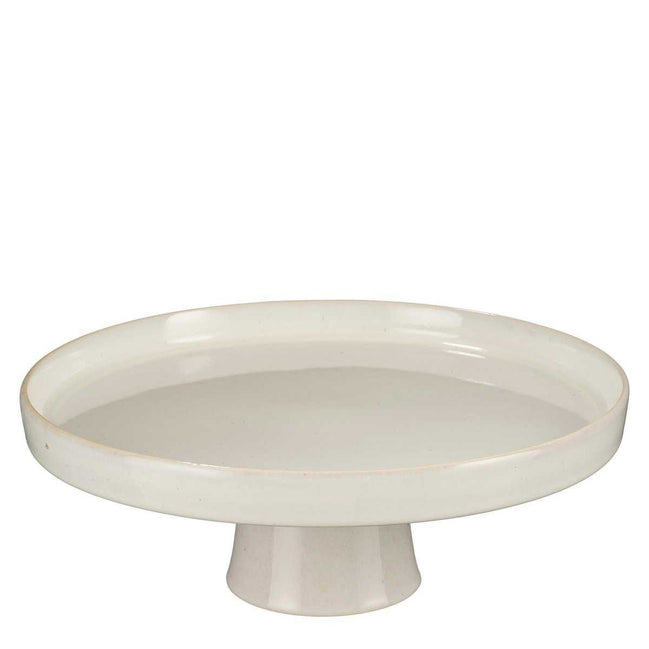 Soporte para tartas con forma de mapache – Alto 11 x Ø28 cm – gres – blanco roto