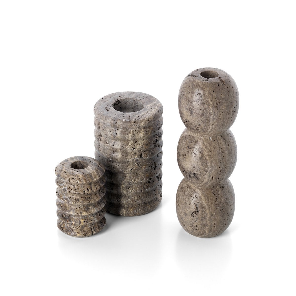 Der Travertin-Totem-Kerzenhalter – Grau – L - Pimis Living