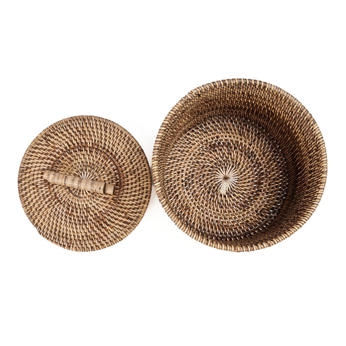 Der Rattan-Mülleimer niedrig – Naturbraun - Pimis Living