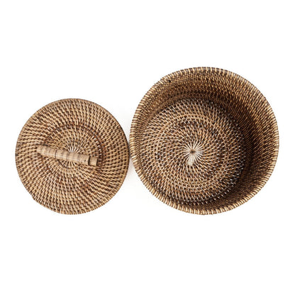 Der Rattan-Mülleimer niedrig – Naturbraun - Pimis Living