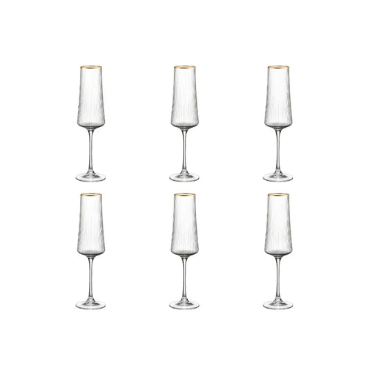 Champagnerflöten vergoldete Kante 210 ml - Los 6 - Pimis Living