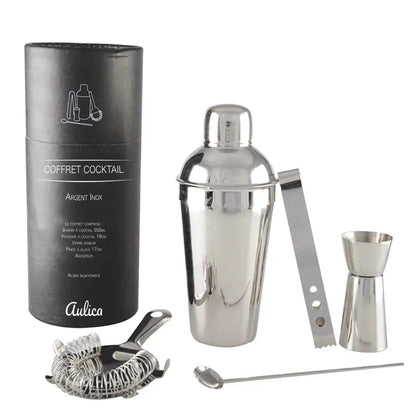Cocktailshaker-Set 550 ml, 5-teilig, silberfarben