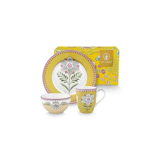 Set/3 Breakfast Set Lily&Lotus Yellow
