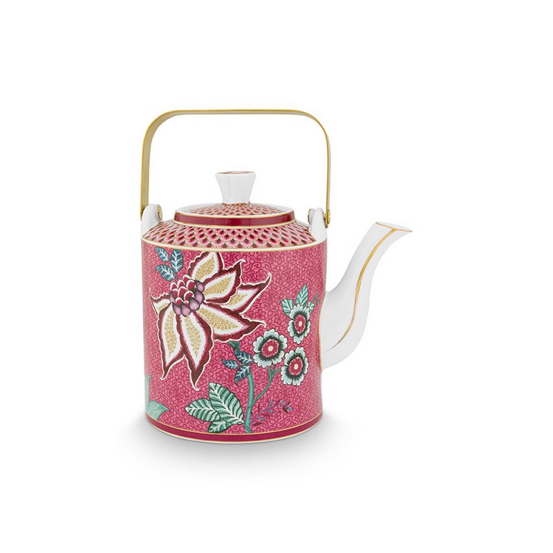 Giftset Teapot Oriental Flower Festival Dark Pink 1 ltr - Pimis Living