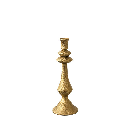Kerzenhalter aus goldfarbenem Metall mit Rissen, 10,5 x 10,5 x 40,7 cm