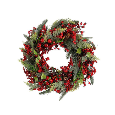 Norah Weihnachtskranz mit Kiefernkegeln - H13 x Ø50 cm - rot