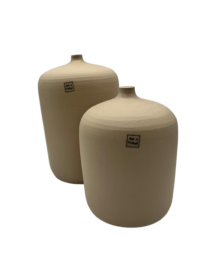 Vase / Flasche Terracotta, Beige, Made in Portugal (groß) - Pimis Living
