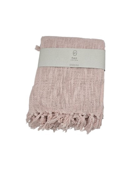 Decke aus Baumwolle Rosa mit Fransen 130 x 170 cmH&S - Pimis Living