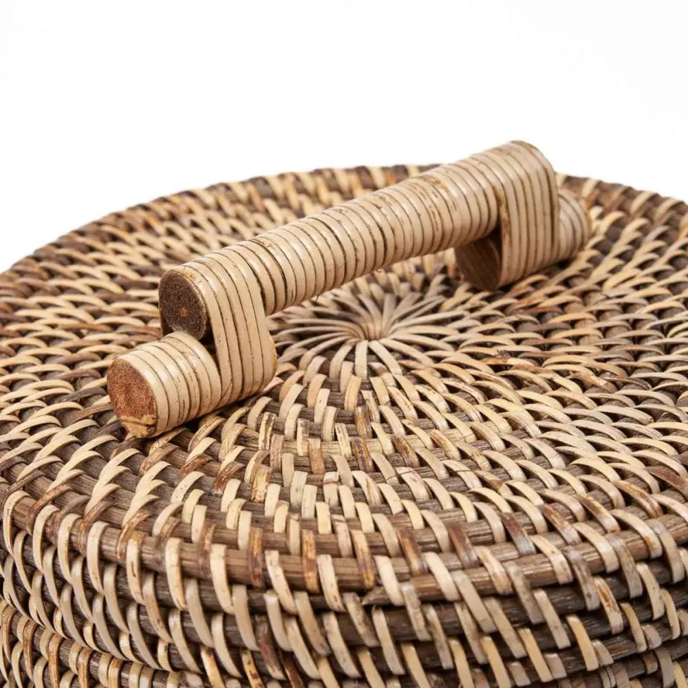 Der Rattan-Mülleimer hoch – Naturbraun