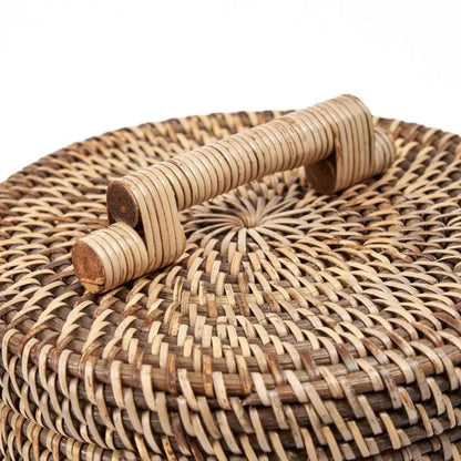 Der Rattan-Mülleimer hoch – Naturbraun