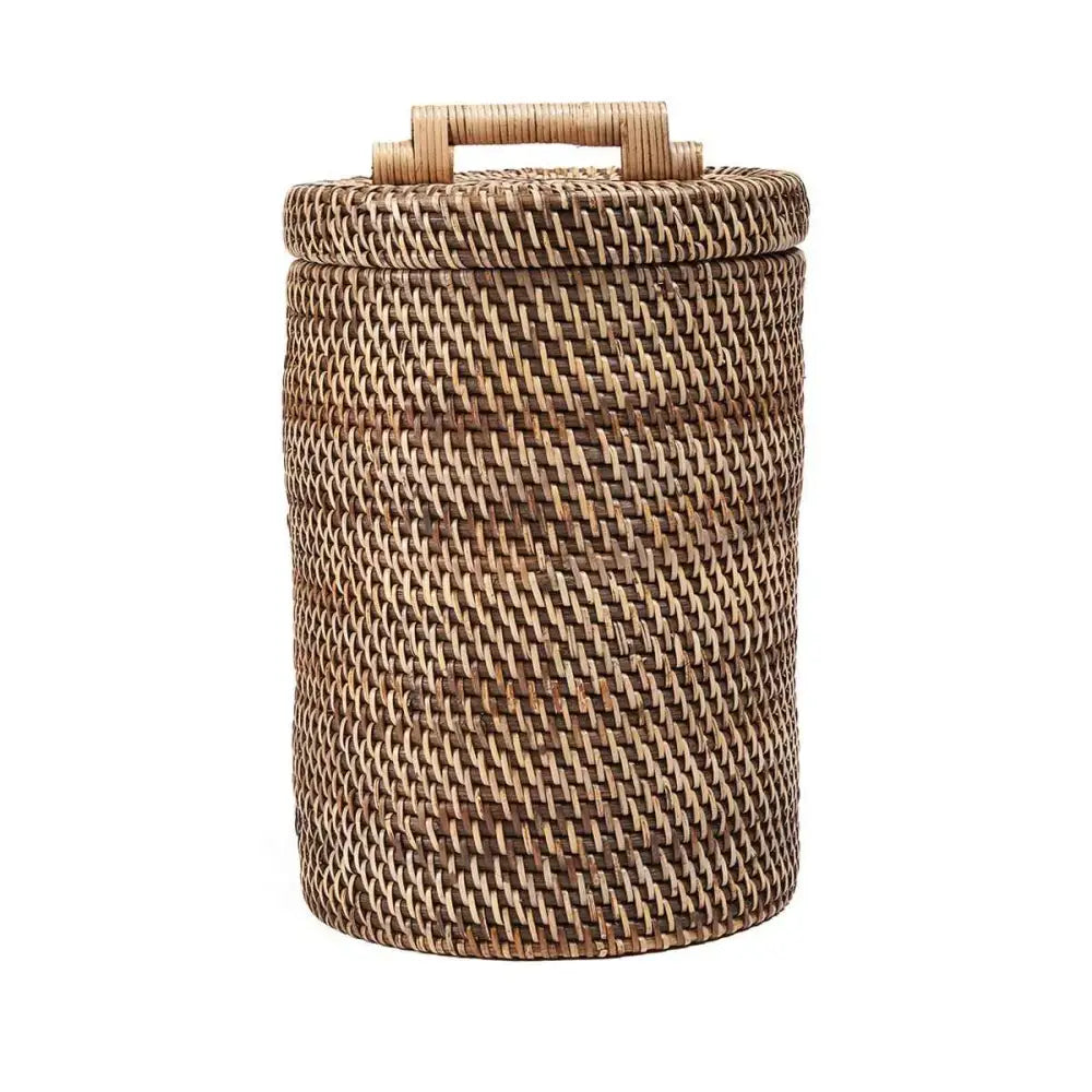 Der Rattan-Mülleimer hoch – Naturbraun