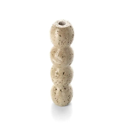 Der Travertin-Totem-Kerzenhalter – Beige – L