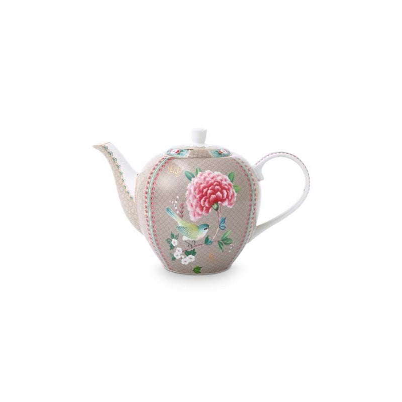 Tea Pot Large Blushing Birds Khaki 1.6ltr - Pimis Living