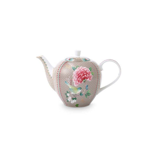 Tea Pot Large Blushing Birds Khaki 1.6ltr - Pimis Living