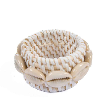 Der Rattan-Muschel-Serviettenring – Weiß Bazar Bizar Living