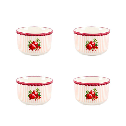 Granatapfel-Bordeaux-gestreifte Schüssel 11,5 x 11,5 x 6,5 cm – 4er-Set