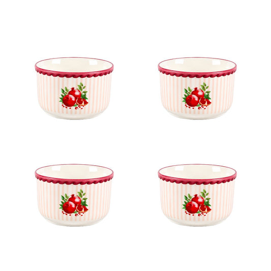 Granatapfel-Bordeaux-gestreifte Schüssel 11,5 x 11,5 x 6,5 cm – 4er-Set