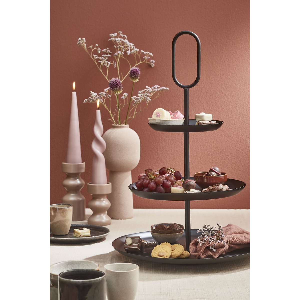 Rama Etagere 3-stöckig – H55 x Ø38 cm – Metall – Schwarz - Pimis living by Konceptpunkt
