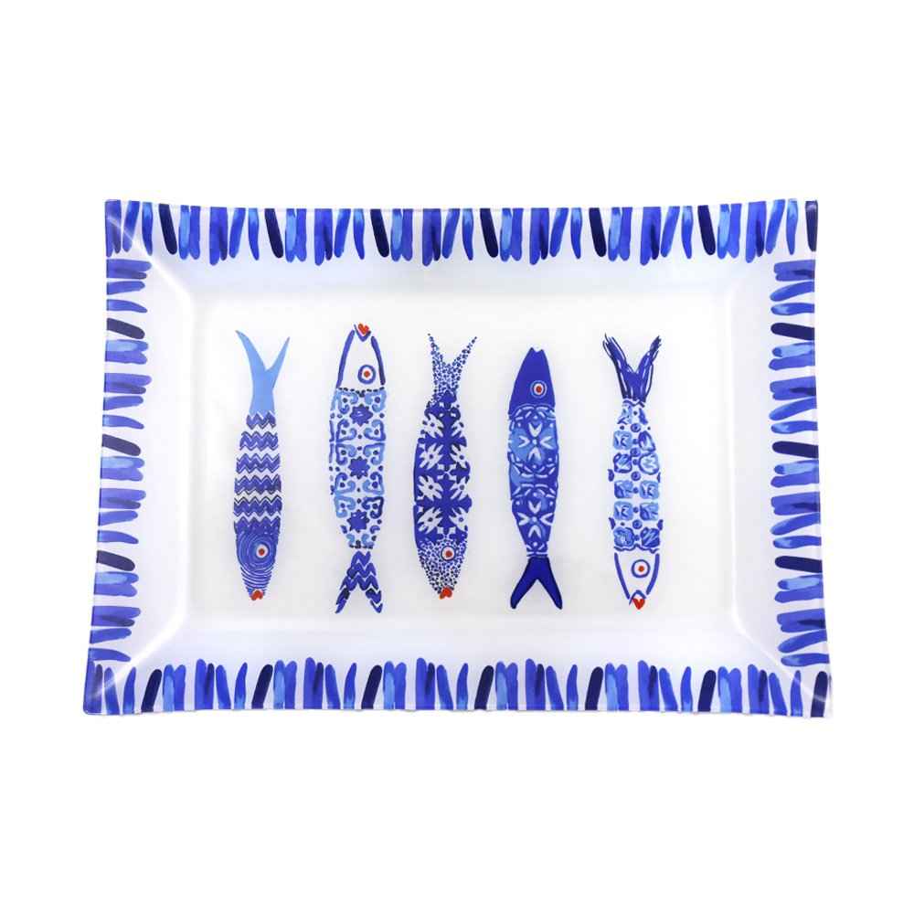 Rechteckige Schale Blauer Fisch 35x25x2,8 cm AULICA