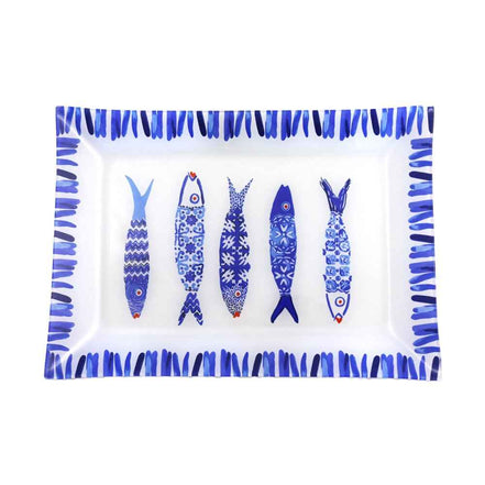 Rechteckige Schale Blauer Fisch 35x25x2,8 cm AULICA