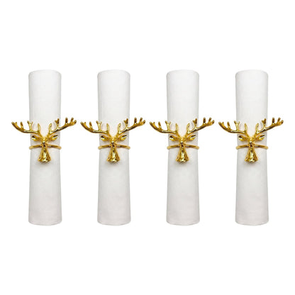 Set mit 4 goldenen Rentier-Hirsch-Serviettenringen