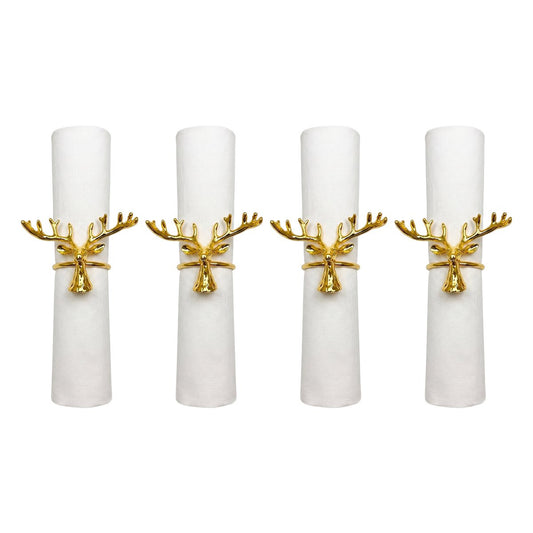 Set mit 4 goldenen Rentier-Hirsch-Serviettenringen