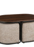Couchtisch mit Poufs – 3-teilig – L79 x B45 x H41 cm – Hellgrau