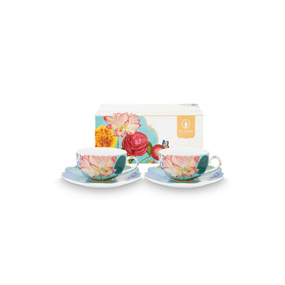 Set/2 Tea Cups & Saucers Royal Flowers - Pimis Living