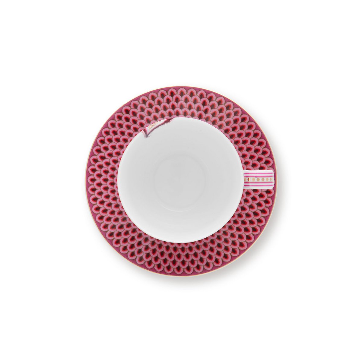Set/2 Cups & Saucers Flower Festival Dark Pink 280ml - Pimis Living