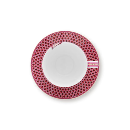 Set/2 Cups & Saucers Flower Festival Dark Pink 280ml - Pimis Living