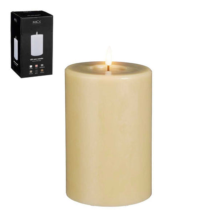 LED candle – H15 x Ø10 cm – wax – taupe