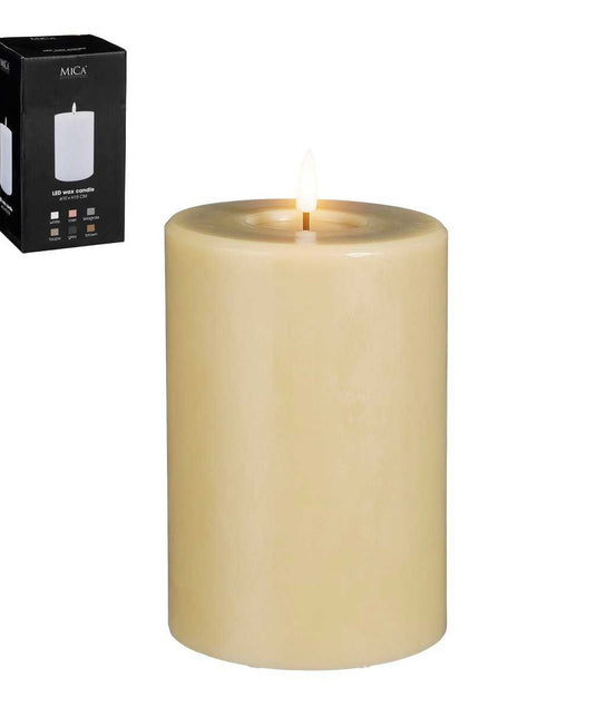 LED candle – H15 x Ø10 cm – wax – taupe
