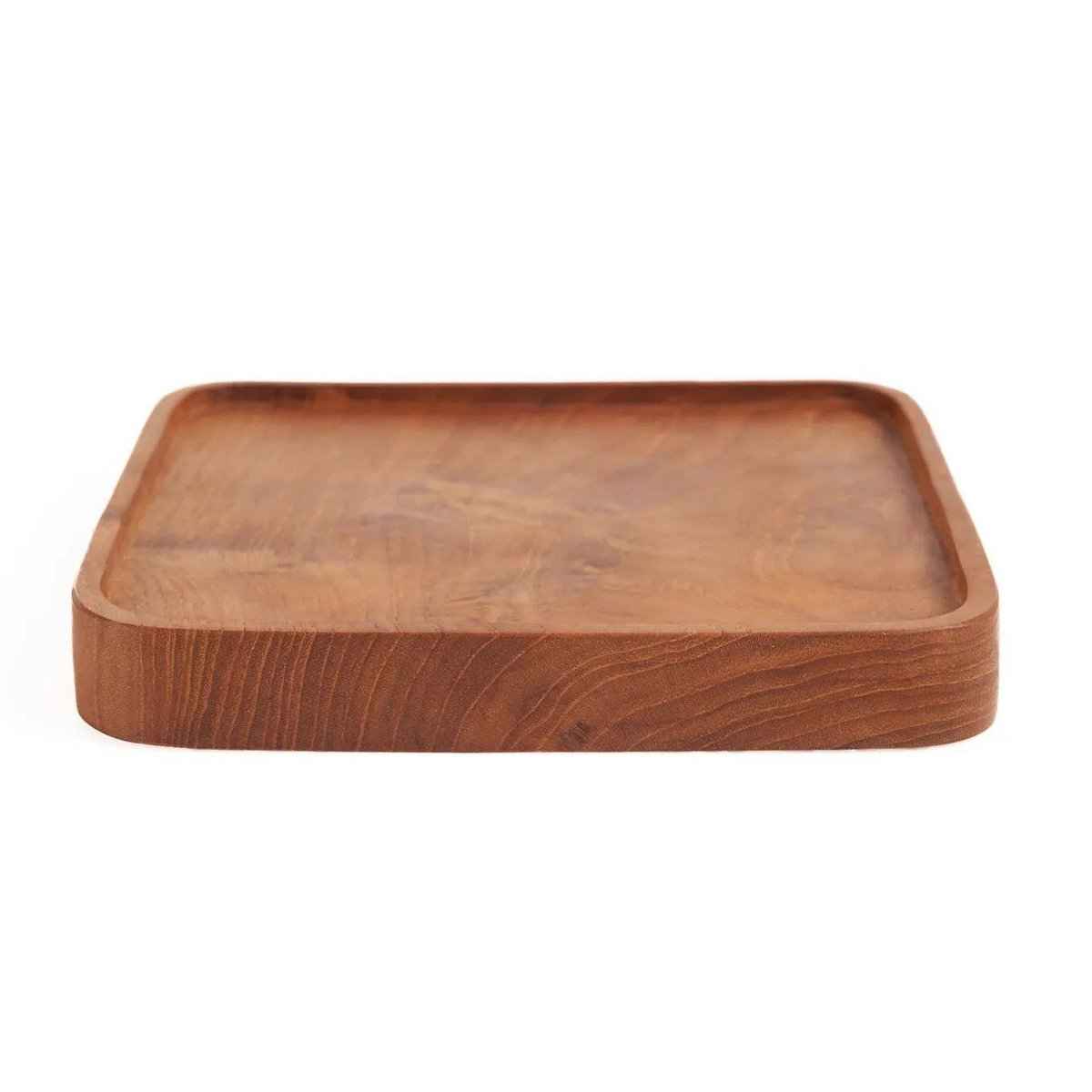 Der quadratische Teller aus Teakholz – Natur – XS Bazar Bizar Living