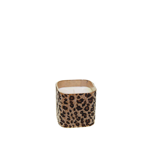 8x8x8cm Leoparden Glaskerze - Pimis Living