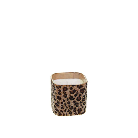 8x8x8cm Leoparden Glaskerze AULICA
