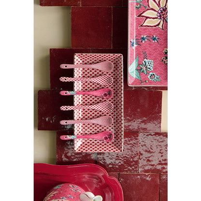 Giftset Teaspoons Oriental Flower Festival Dark Pink 13cm - Pimis Living