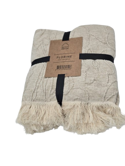 FLORINE - Wohndecke mit Muster 140x180 cm - Pumice Stone - beige Bimsstein - Pimis Living