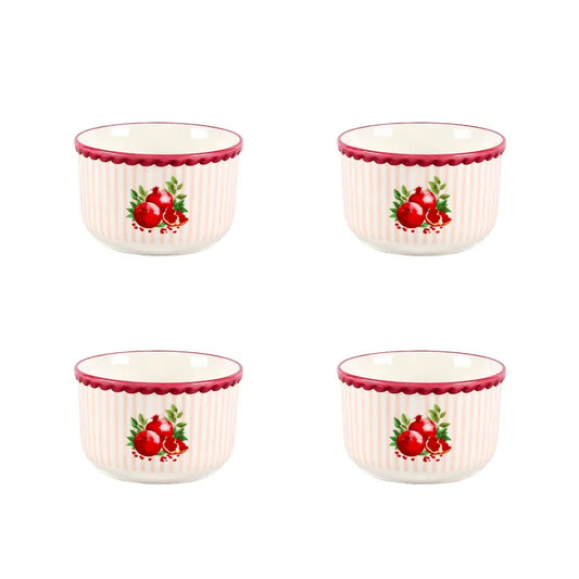 Granatapfel-Bordeaux-gestreifte Schüssel 11,5 x 11,5 x 6,5 cm – 4er-Set